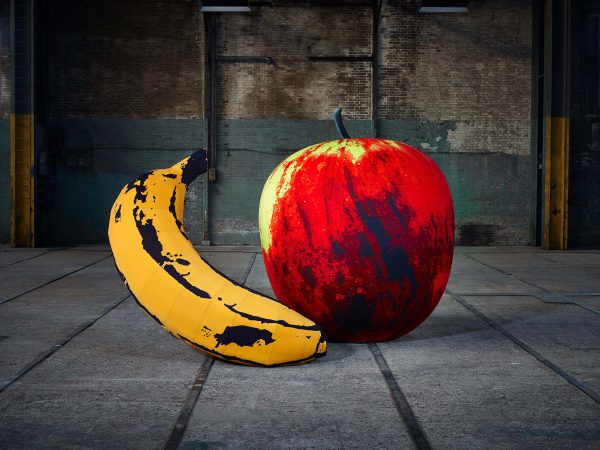 4m banana and 2m apple Pop Art fruit