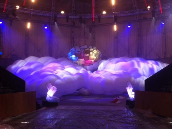 large inflatable clouds with projections